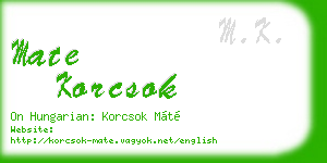mate korcsok business card
