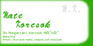 mate korcsok business card